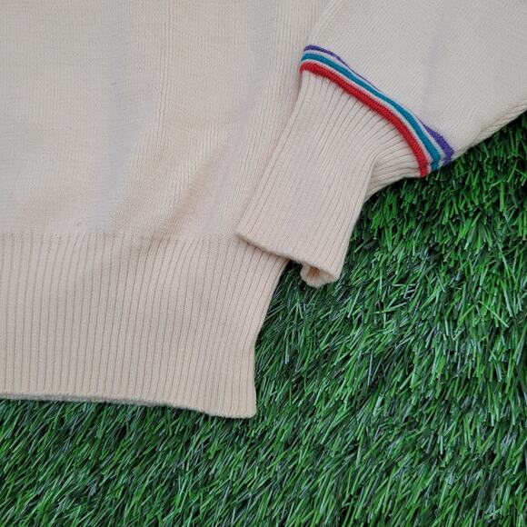 Vintage 80s MOD Sweatshirt Womens Small 17x20 Beige - Picture 12 of 12